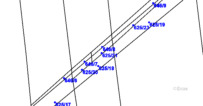 Parcela st. 625/21 v KÚ Chožov, Katastrální mapa