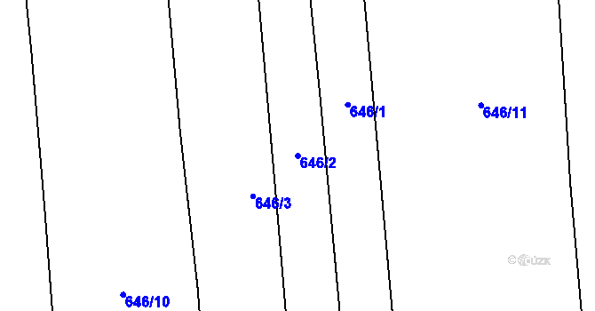 Parcela st. 646/2 v KÚ Chožov, Katastrální mapa