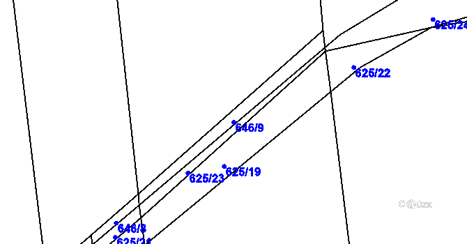 Parcela st. 646/9 v KÚ Chožov, Katastrální mapa