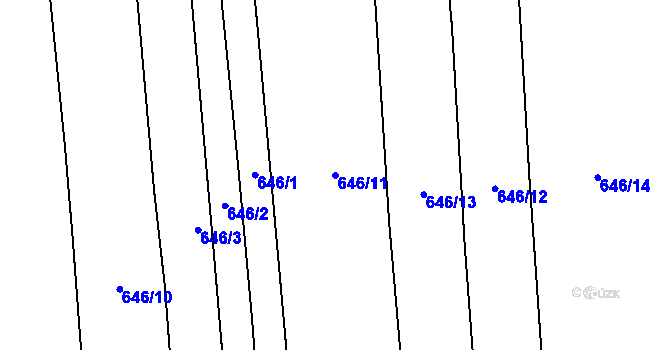 Parcela st. 646/11 v KÚ Chožov, Katastrální mapa