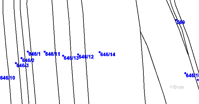 Parcela st. 646/14 v KÚ Chožov, Katastrální mapa