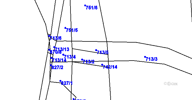 Parcela st. 713/5 v KÚ Chožov, Katastrální mapa