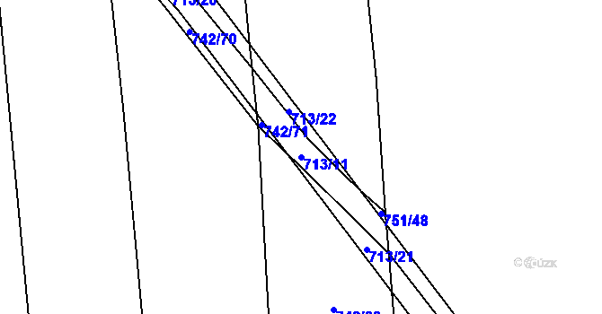 Parcela st. 713/11 v KÚ Chožov, Katastrální mapa