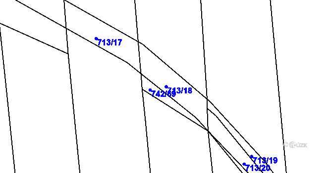 Parcela st. 713/18 v KÚ Chožov, Katastrální mapa