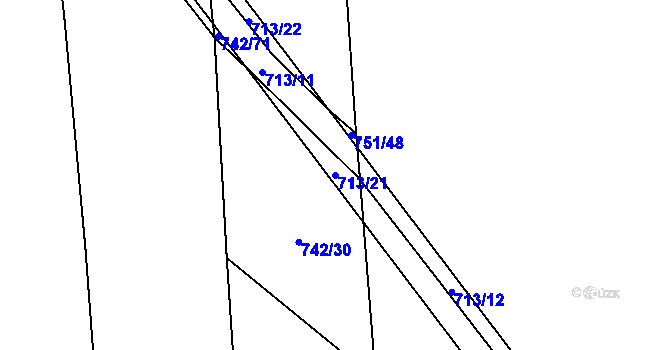 Parcela st. 713/21 v KÚ Chožov, Katastrální mapa