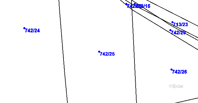 Parcela st. 742/25 v KÚ Chožov, Katastrální mapa