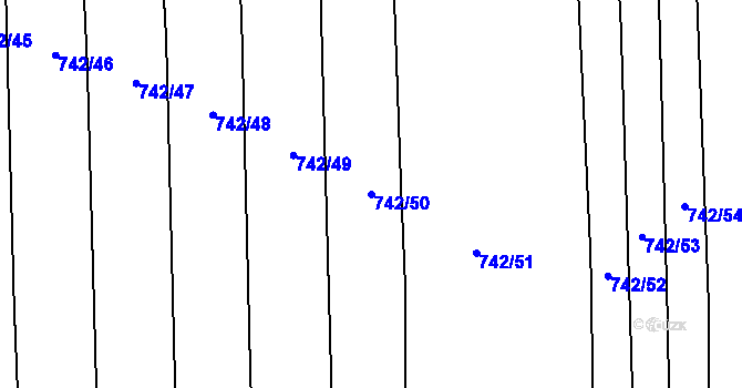 Parcela st. 742/50 v KÚ Chožov, Katastrální mapa