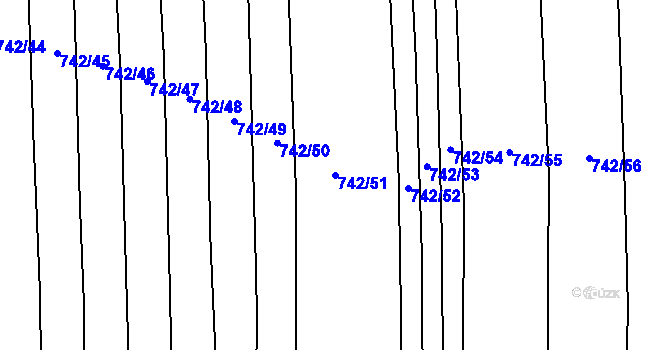 Parcela st. 742/51 v KÚ Chožov, Katastrální mapa