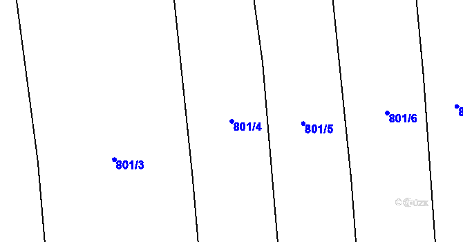 Parcela st. 801/4 v KÚ Chožov, Katastrální mapa