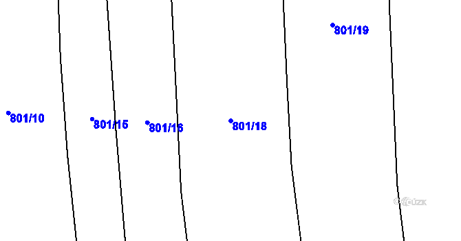 Parcela st. 801/18 v KÚ Chožov, Katastrální mapa