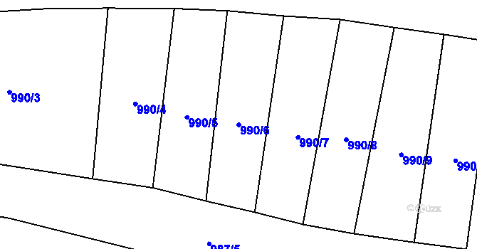 Parcela st. 990/6 v KÚ Chožov, Katastrální mapa
