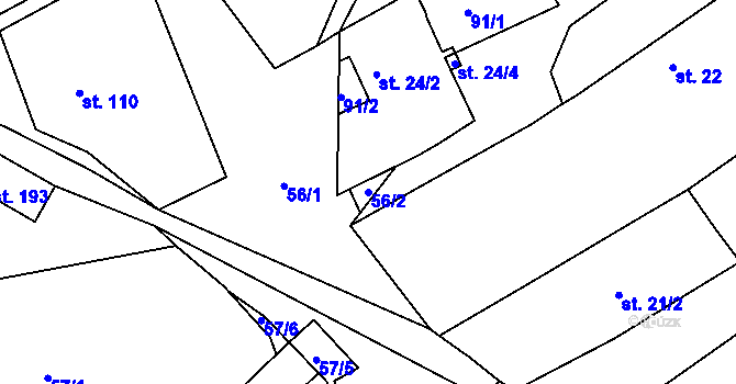 Parcela st. 56/2 v KÚ Chožov, Katastrální mapa