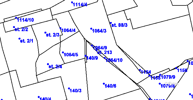 Parcela st. 213 v KÚ Chožov, Katastrální mapa