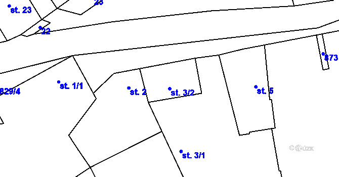 Parcela st. 3/2 v KÚ Chramosty, Katastrální mapa