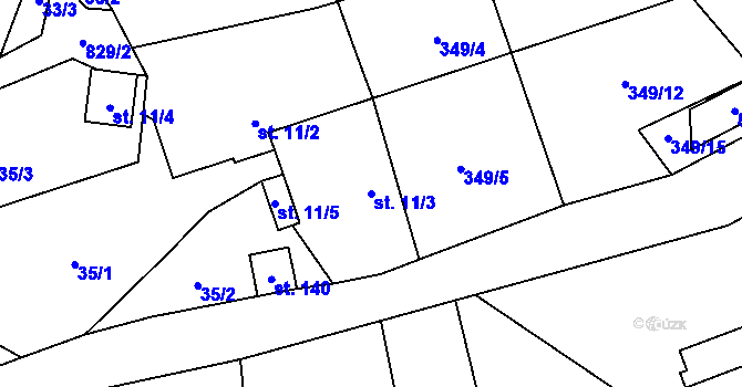 Parcela st. 11/3 v KÚ Chramosty, Katastrální mapa