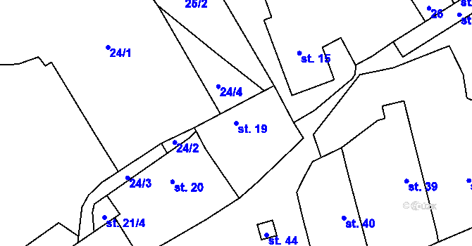 Parcela st. 19 v KÚ Chramosty, Katastrální mapa