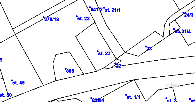 Parcela st. 23 v KÚ Chramosty, Katastrální mapa