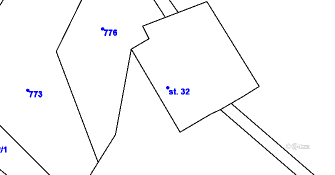 Parcela st. 32 v KÚ Chramosty, Katastrální mapa