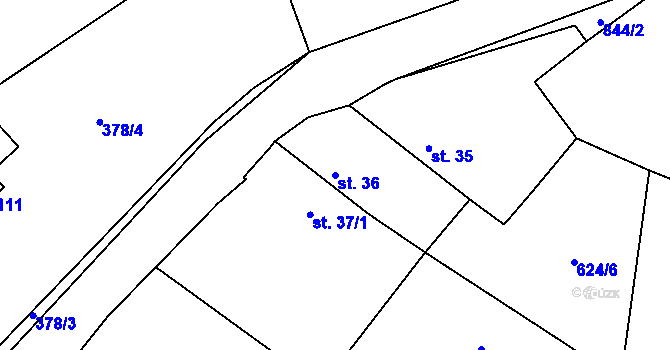 Parcela st. 36 v KÚ Chramosty, Katastrální mapa