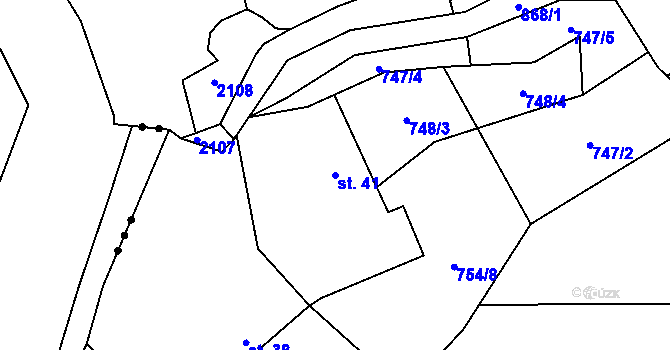Parcela st. 41 v KÚ Chramosty, Katastrální mapa