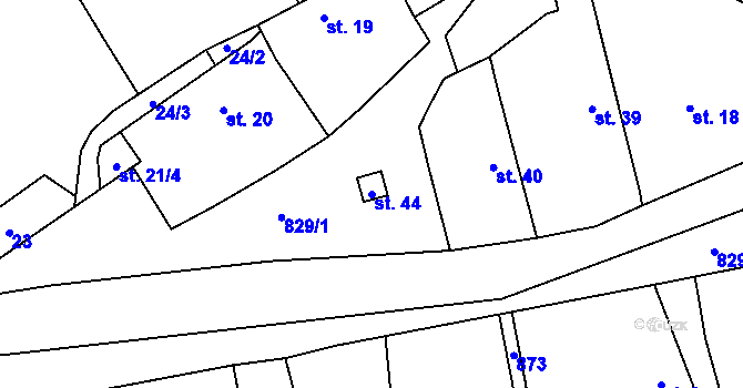 Parcela st. 44 v KÚ Chramosty, Katastrální mapa