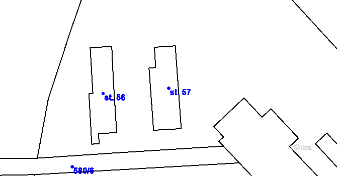 Parcela st. 57 v KÚ Chramosty, Katastrální mapa