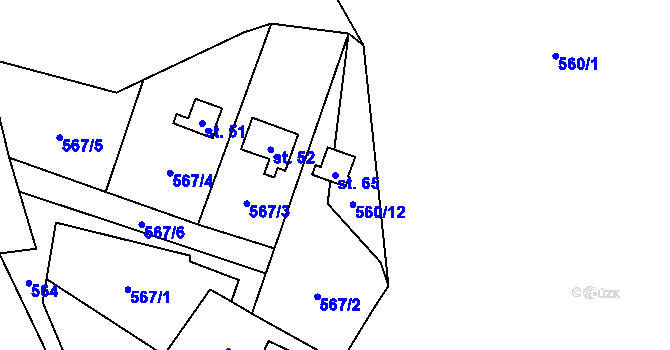 Parcela st. 65 v KÚ Chramosty, Katastrální mapa