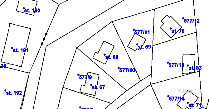 Parcela st. 68 v KÚ Chramosty, Katastrální mapa