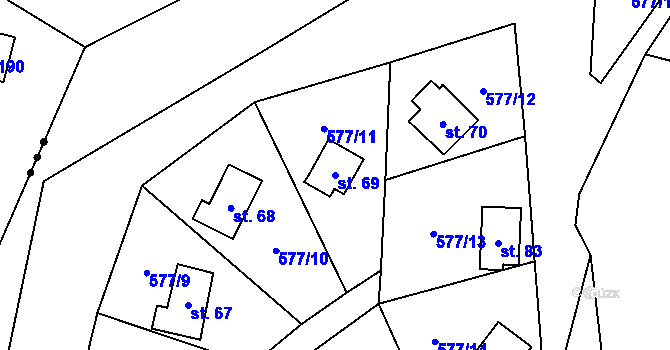 Parcela st. 69 v KÚ Chramosty, Katastrální mapa