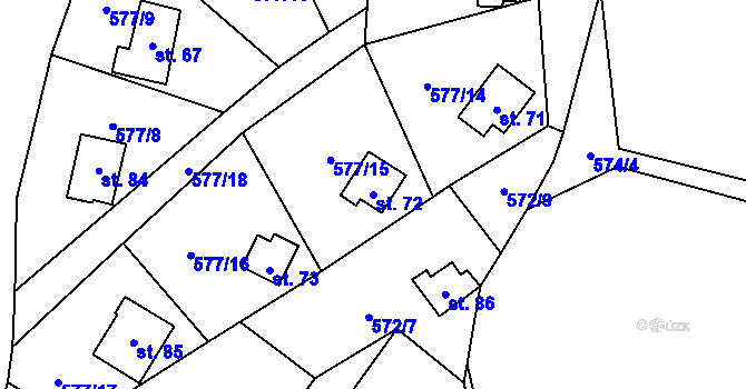 Parcela st. 72 v KÚ Chramosty, Katastrální mapa