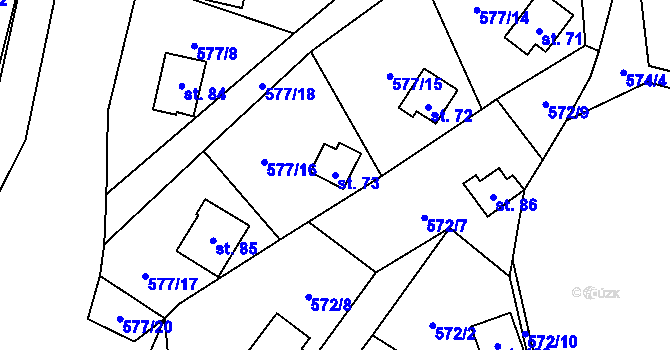 Parcela st. 73 v KÚ Chramosty, Katastrální mapa