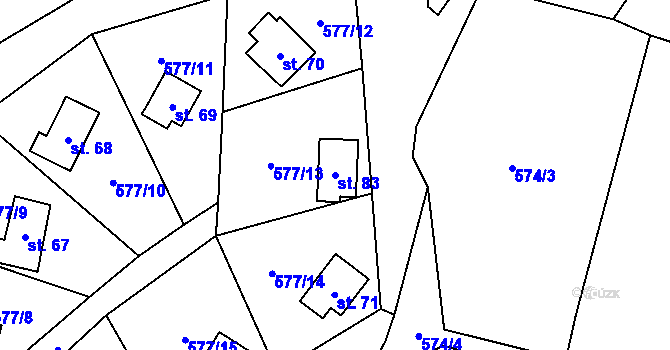 Parcela st. 83 v KÚ Chramosty, Katastrální mapa