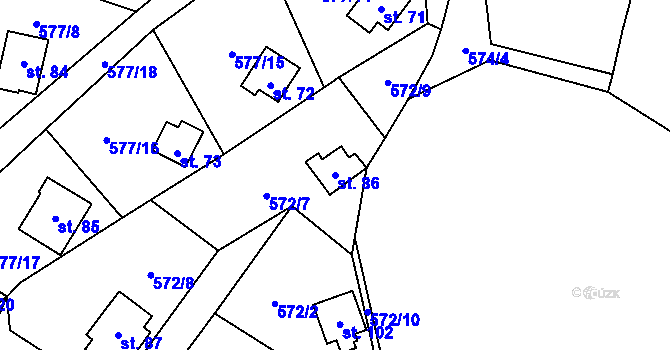 Parcela st. 86 v KÚ Chramosty, Katastrální mapa
