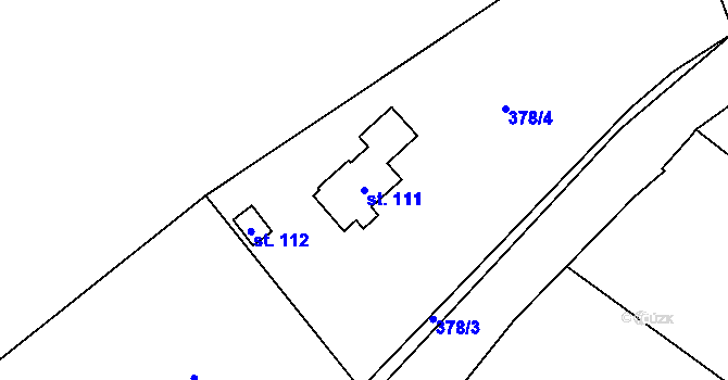 Parcela st. 111 v KÚ Chramosty, Katastrální mapa