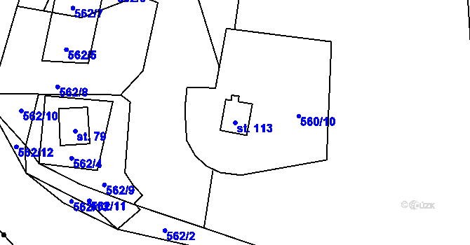 Parcela st. 113 v KÚ Chramosty, Katastrální mapa