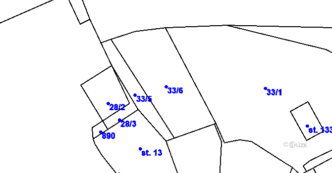 Parcela st. 33/6 v KÚ Chramosty, Katastrální mapa