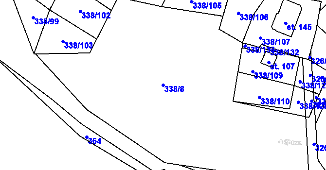 Parcela st. 338/8 v KÚ Chramosty, Katastrální mapa