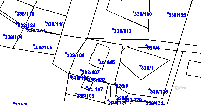 Parcela st. 338/107 v KÚ Chramosty, Katastrální mapa