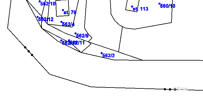 Parcela st. 562/2 v KÚ Chramosty, Katastrální mapa