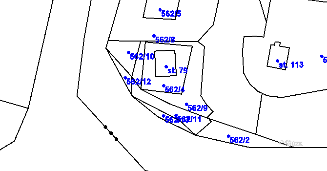 Parcela st. 562/4 v KÚ Chramosty, Katastrální mapa