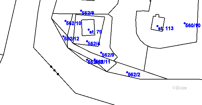 Parcela st. 562/9 v KÚ Chramosty, Katastrální mapa