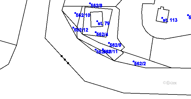 Parcela st. 562/13 v KÚ Chramosty, Katastrální mapa