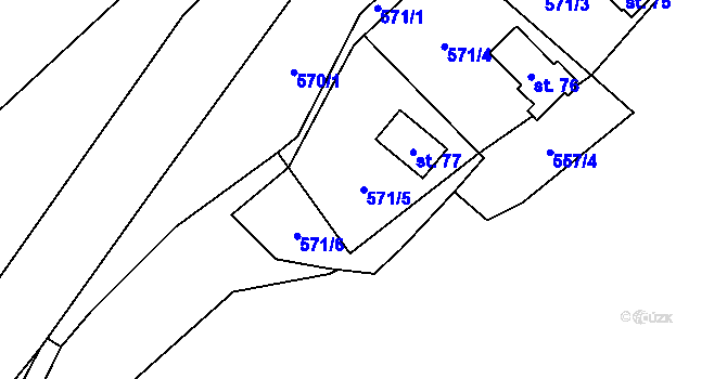 Parcela st. 571/5 v KÚ Chramosty, Katastrální mapa