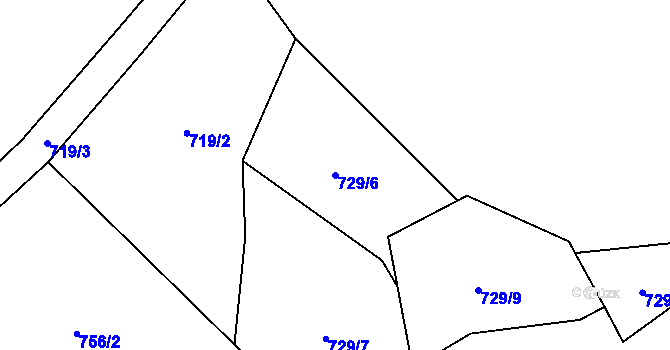 Parcela st. 729/6 v KÚ Chramosty, Katastrální mapa