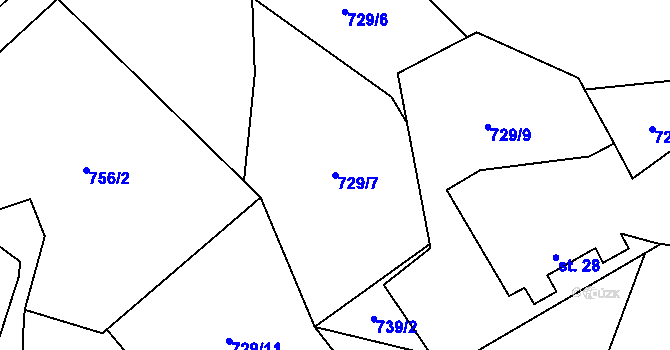 Parcela st. 729/7 v KÚ Chramosty, Katastrální mapa