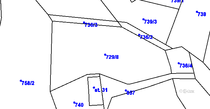 Parcela st. 729/8 v KÚ Chramosty, Katastrální mapa