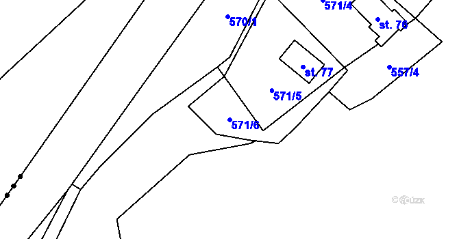 Parcela st. 571/6 v KÚ Chramosty, Katastrální mapa