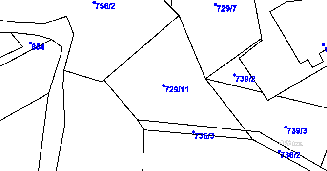 Parcela st. 729/11 v KÚ Chramosty, Katastrální mapa