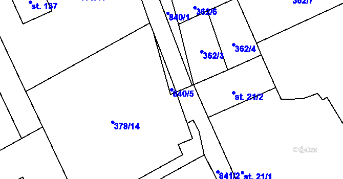 Parcela st. 840/5 v KÚ Chramosty, Katastrální mapa
