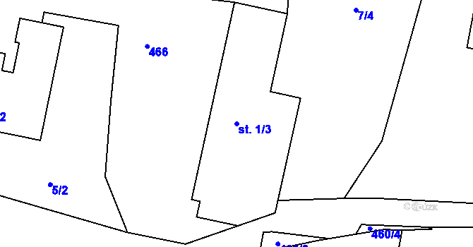 Parcela st. 1/3 v KÚ Chrančovice, Katastrální mapa